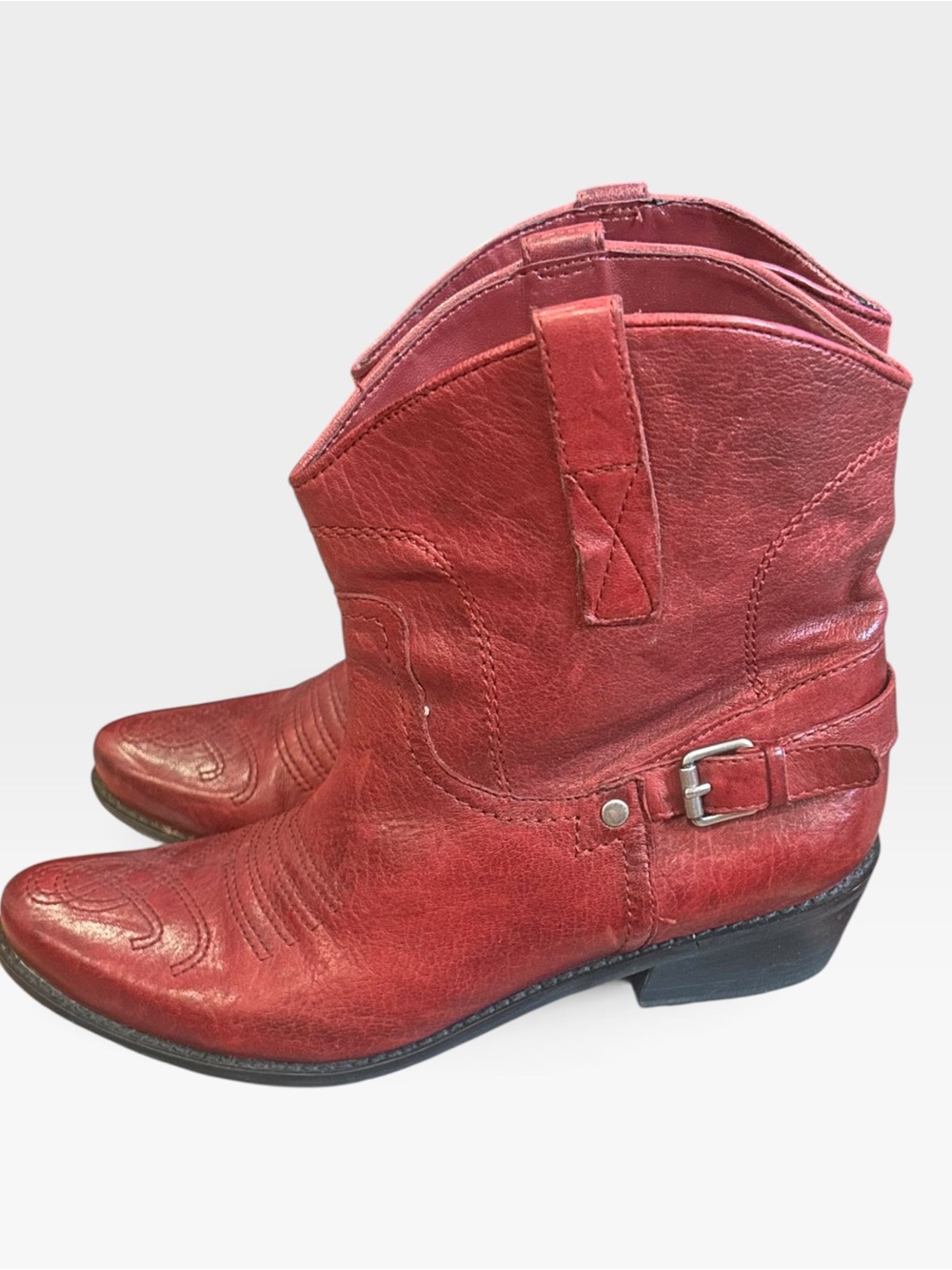 Franco Sarto Red Cowboy Ankle Boots